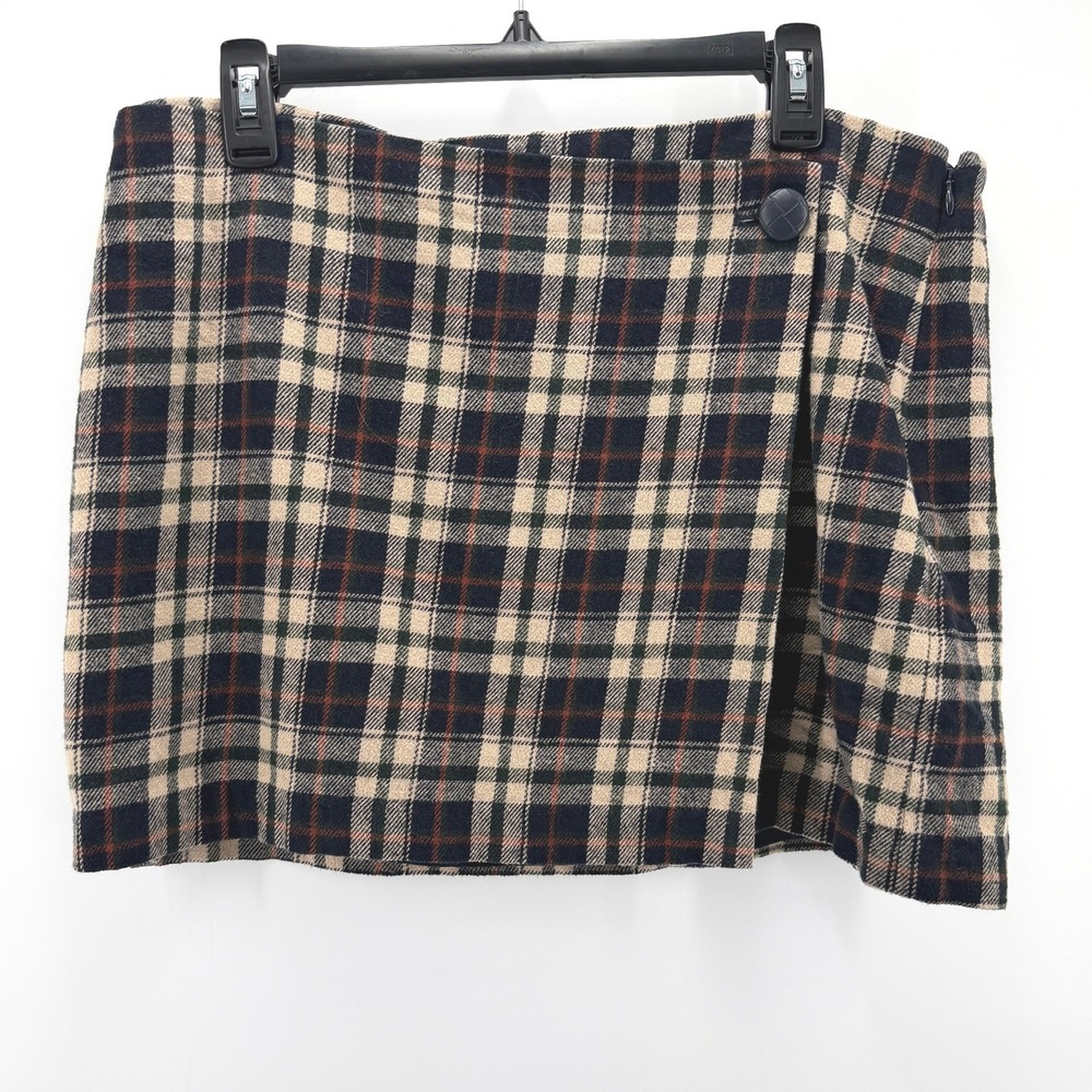 Catherine Malandrino Plaid Mini Skirt Academia Flannel Wrap Button Lined Women L